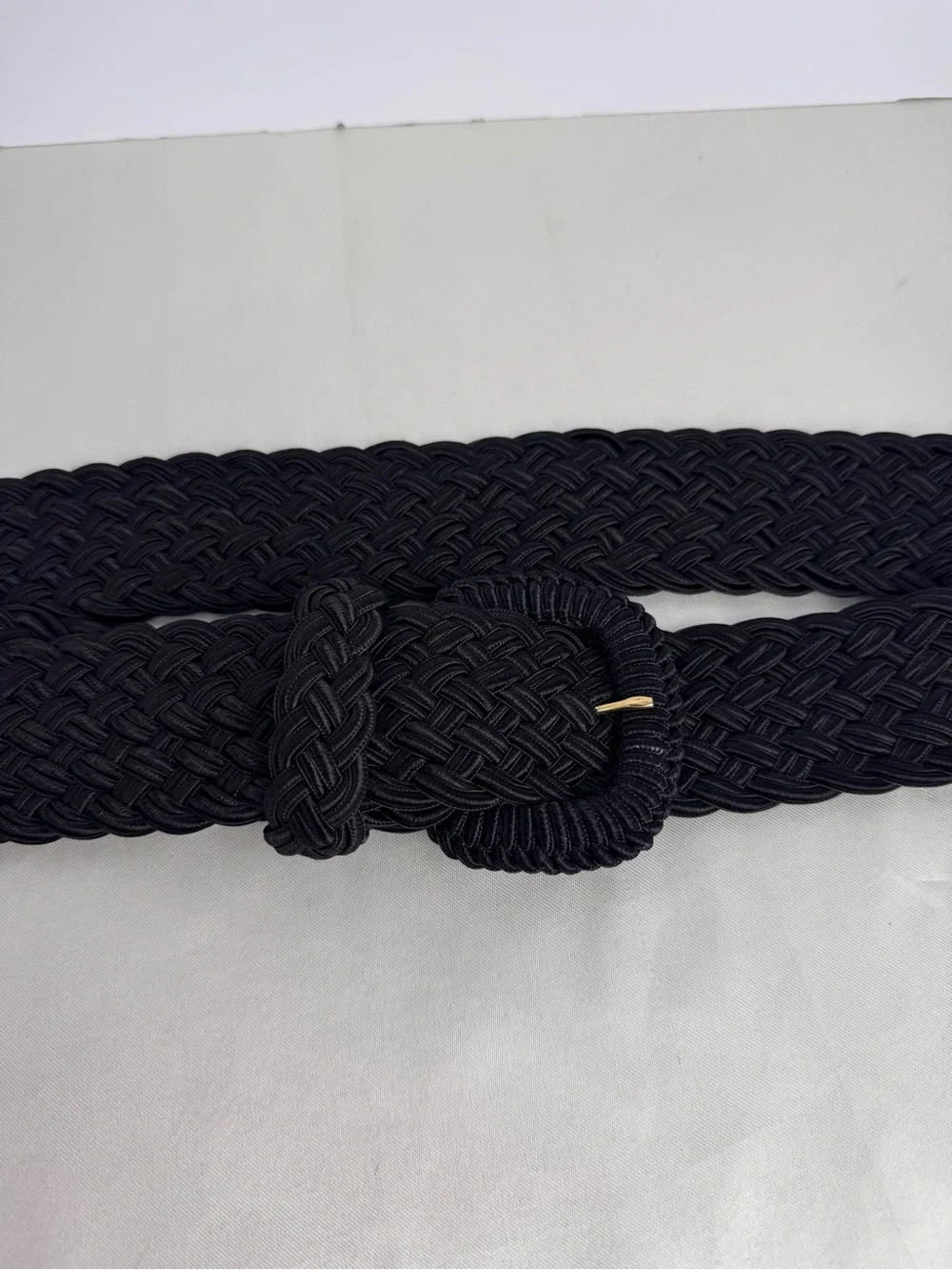 Liz Claiborne Black Braided Elastic Belt with Wrapped Buckle
